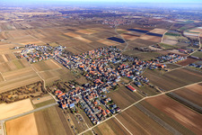 Village view in winter from the southwest in Gönnheim in the state Rhineland-Palatinate, Germany