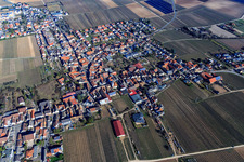 Aerial view of Village view in winter from the southwest in Gönnheim in the state Rhineland-Palatinate, Germany