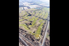 Oblique view of Kurpfalz Golf Course in Limburgerhof in the state Rhineland-Palatinate, Germany