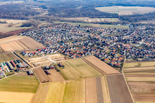 Aerial photograpy of New development area Am Zwischenweg under development in Hördt in the state Rhineland-Palatinate, Germany