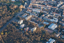 Aerial view of Domus 7, Reinhold Schneider House, Hermann Ehlers College in the district Innenstadt-West in Karlsruhe in the state Baden-Wuerttemberg, Germany