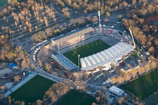 Wildparkstadion, construction site in the district Innenstadt-Ost in Karlsruhe in the state Baden-Wuerttemberg, Germany out of the air