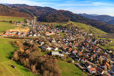 View of the town with Saalenburg Hall in Sölden in the state Baden-Wuerttemberg, Germany