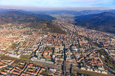 Freiburg (Breisgau) main station and B31 into the Dreisamtal valley in the district Altstadt-Ring in Freiburg im Breisgau in the state Baden-Wuerttemberg, Germany