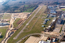 Airport and tarmac terrain of the airfield EDTF in Freiburg im Breisgau in the state Baden-Wurttemberg, Germany