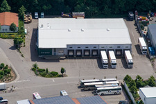 Aerial photograpy of Industrial area Am Gäswald Spedition Iberia in Herxheim bei Landau in the state Rhineland-Palatinate, Germany