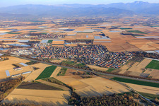 View of the town from the northwest, beyond the A5 motorway. in Hartheim am Rhein in the state Baden-Wuerttemberg, Germany