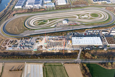Construction site for the new building and Erweiterung of and expansion of the truck development and testing center in the district Industriegebiet Woerth-Oberwald in Woerth am Rhein in the state Rhineland-Palatinate, Germany