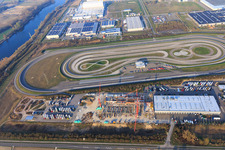 Aerial view of Daimler Truck EVZ test track in Wörth am Rhein in the state Rhineland-Palatinate, Germany