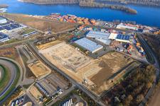 Aerial view of Development of Tyco's new site in Wörth am Rhein in the state Rhineland-Palatinate, Germany