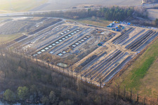 Aerial view of Renaturation at the former tank farm in Jockgrim in the state Rhineland-Palatinate, Germany