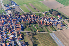 Aerial view of Main Street in Erlenbach bei Kandel in the state Rhineland-Palatinate, Germany