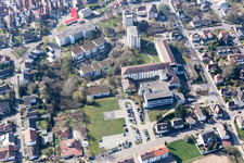 Aerial view of Asklepios Southern Palatinate Clinics in Kandel in the state Rhineland-Palatinate, Germany