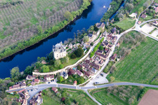 Aerial view of Montfort in Vitrac in the state Dordogne, France