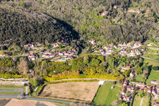 Aerial photograpy of La Roque-Gageac in the state Dordogne, France