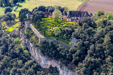 Park and gardenss of the castle Marqueyssac above the Dordogne in Vezac in Nouvelle-Aquitaine, France