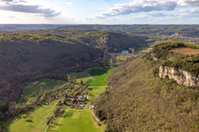 Aerial photograpy of Céou Valley in Castelnaud-la-Chapelle in the state Dordogne, France