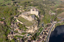 Aerial photograpy of Castle of Chateau de Beynac in Beynac-et-Cazenac in Nouvelle-Aquitaine, France