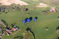 Aerial photograpy of Balloon launch in Veyrines-de-Domme in the state Dordogne, France