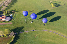 Oblique view of Balloon launch in Veyrines-de-Domme in the state Dordogne, France