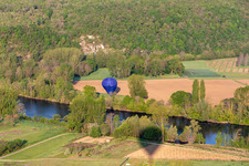 Oblique view of Allas-les-Mines in the state Dordogne, France