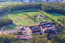 Aerial photograpy of Liebfrauenberg Monastery from the northwest in Bad Bergzabern in the state Rhineland-Palatinate, Germany