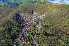 Aerial photograpy of Village overview from the east in Dörrenbach in the state Rhineland-Palatinate, Germany