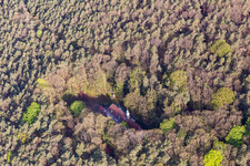 Aerial view of Kolmerberg Chapel in Dörrenbach in the state Rhineland-Palatinate, Germany