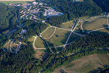 Aerial view of Former military training ground now Daimler Test Track in Immendingen in the state Baden-Wurttemberg, Germany