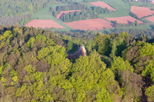 Aerial view of Hohenberg Tower in Birkweiler in the state Rhineland-Palatinate, Germany