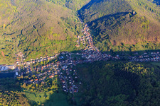 Aerial view of Village overview from the east in Ramberg in the state Rhineland-Palatinate, Germany