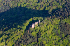 Aerial view of Meisteresel Castle in Ramberg in the state Rhineland-Palatinate, Germany