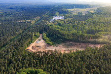 Sand pit of Kalksandsteinwerke Schencking GmbH & Co. KG, Bienwald plant in the district Büchelberg in Wörth am Rhein in the state Rhineland-Palatinate, Germany seen from above