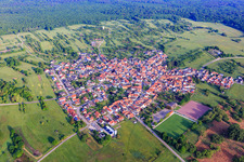 Aerial view of From the east in the district Büchelberg in Wörth am Rhein in the state Rhineland-Palatinate, Germany