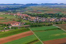 View of the town from the east, beyond the railway line in Winden in the state Rhineland-Palatinate, Germany