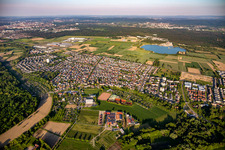 Aerial view of From the west in the district Forchheim in Rheinstetten in the state Baden-Wuerttemberg, Germany