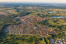 Overview of the town from the southwest in Jockgrim in the state Rhineland-Palatinate, Germany