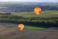 Aerial photograpy of Pfalzgas twin balloons in Steinweiler in the state Rhineland-Palatinate, Germany