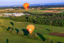 Pfalzgas twin balloons in Steinweiler in the state Rhineland-Palatinate, Germany seen from above