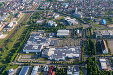 Johannes-Kopp-Straße industrial park with EDEKA Kissel C&C wholesale store and FISCHER Bike-Welt factory outlet in the district Queichheim in Landau in der Pfalz in the state Rhineland-Palatinate, Germany