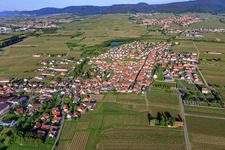 Oblique view of View of the town from the east in Kirrweiler in the state Rhineland-Palatinate, Germany