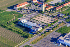 Aerial view of Le Quartier Hornbach with fitness studio Pfitzenmeier Premium Resort Neustadt in Neustadt an der Weinstraße in the state Rhineland-Palatinate, Germany