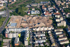 Development work in the Winbiet district and construction site for the new ALDI supermarket in Neustadt an der Weinstraße in the state Rhineland-Palatinate, Germany