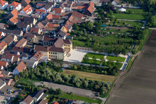 Aerial view of Hallberg Castle Garden in Fußgönheim in the state Rhineland-Palatinate, Germany