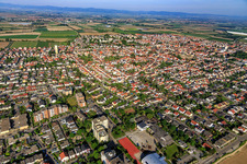 City view from the east in Mutterstadt in the state Rhineland-Palatinate, Germany
