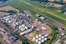 Oblique view of TanQuid tank farm in Speyer in the state Rhineland-Palatinate, Germany