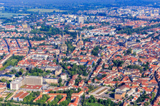 City view from the south with the Deaconess Foundation Hospital Speyer and the churches of St. Joseph and the Memorial Church of the Protestation in Speyer in the state Rhineland-Palatinate, Germany