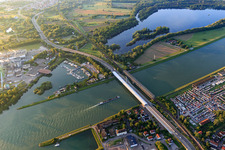 Construction site for the upgrading of the Maxau Rhine Bridge for the B10 in the district Maximiliansau in Wörth am Rhein in the state Rhineland-Palatinate, Germany