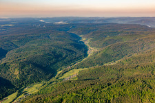 Forest and mountain scenery of Black Forest with Enz valley near Bad Wildbad in the state Baden-Wurttemberg, Germany