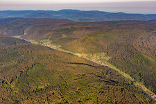 Aerial view of Valley of the Great Enz in Enzklösterle in the state Baden-Wuerttemberg, Germany